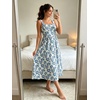 Sureple Midi Dresses for Women 2026 Spring Square Neck Tank Sleeveless A Line Casual Summer Sundresses with Pockets(B-blue White F 13)