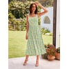 Sureple Midi Dresses for Women 2026 Spring Square Neck Tank Sleeveless A Line Casual Summer Sundresses with Pockets(B-green Floral 07)