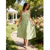 Sureple Midi Dresses for Women 2026 Spring Square Neck Tank Sleeveless A Line Casual Summer Sundresses with Pockets(B-green Floral 07)