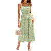 Sureple Midi Dresses for Women 2026 Spring Square Neck Tank Sleeveless A Line Casual Summer Sundresses with Pockets(B-green Floral 07)