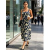 Sureple Midi Dresses for Women 2026 Spring Square Neck Tank Sleeveless A Line Casual Summer Sundresses with Pockets(B-navy Floral 12)