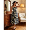 Sureple Midi Dresses for Women 2026 Spring Square Neck Tank Sleeveless A Line Casual Summer Sundresses with Pockets(B-navy Floral 12)