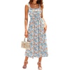 Sureple Midi Dresses for Women 2026 Spring Square Neck Tank Sleeveless A Line Casual Summer Sundresses with Pockets(B-pink B Floral 01)