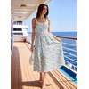 Sureple Midi Dresses for Women 2026 Spring Square Neck Tank Sleeveless A Line Casual Summer Sundresses with Pockets(B-pink B Floral 01)