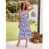 Sureple Midi Dresses for Women 2026 Spring Square Neck Tank Sleeveless A Line Casual Summer Sundresses with Pockets(B-purple Floral 05)