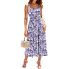 Sureple Midi Dresses for Women 2026 Spring Square Neck Tank Sleeveless A Line Casual Summer Sundresses with Pockets(B-purple Floral 05)