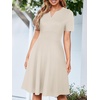 Sureple Semi Formal Dresses for Women Wedding Guest Summer V Neck Short Sleeve Fit and Flare Knee Length Dress with Pockets(A-apricot)