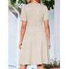 Sureple Semi Formal Dresses for Women Wedding Guest Summer V Neck Short Sleeve Fit and Flare Knee Length Dress with Pockets(A-apricot)