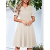 Sureple Semi Formal Dresses for Women Wedding Guest Summer V Neck Short Sleeve Fit and Flare Knee Length Dress with Pockets(A-apricot)