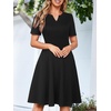 Sureple Semi Formal Dresses for Women Wedding Guest Summer V Neck Short Sleeve Fit and Flare Knee Length Dress with Pockets(A-black)