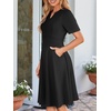 Sureple Semi Formal Dresses for Women Wedding Guest Summer V Neck Short Sleeve Fit and Flare Knee Length Dress with Pockets(A-black)