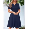 Sureple Semi Formal Dresses for Women Wedding Guest Summer V Neck Short Sleeve Fit and Flare Knee Length Dress with Pockets(A-navy)