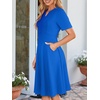 Sureple Semi Formal Dresses for Women Wedding Guest Summer V Neck Short Sleeve Fit and Flare Knee Length Dress with Pockets(A-royal Blue)