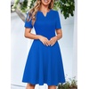 Sureple Semi Formal Dresses for Women Wedding Guest Summer V Neck Short Sleeve Fit and Flare Knee Length Dress with Pockets(A-royal Blue)