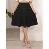 Sureple Skirts for Women Knee Length for Work Fall Elastic High Waist A-Line Flare Skirt Ruffle Hem with Pockets(A-balck)