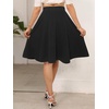 Sureple Skirts for Women Knee Length for Work Fall Elastic High Waist A-Line Flare Skirt Ruffle Hem with Pockets(A-balck)