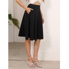 Sureple Skirts for Women Knee Length for Work Fall Elastic High Waist A-Line Flare Skirt Ruffle Hem with Pockets(A-balck)
