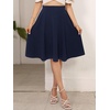 Sureple Skirts for Women Knee Length for Work Fall Elastic High Waist A-Line Flare Skirt Ruffle Hem with Pockets(A-navy)