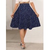 Sureple Skirts for Women Knee Length for Work Fall Elastic High Waist A-Line Flare Skirt Ruffle Hem with Pockets(B-b-navy White Dot)