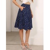 Sureple Skirts for Women Knee Length for Work Fall Elastic High Waist A-Line Flare Skirt Ruffle Hem with Pockets(B-b-navy White Dot)