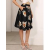 Sureple Skirts for Women Knee Length for Work Fall Elastic High Waist A-Line Flare Skirt Ruffle Hem with Pockets(B-navy Dot)
