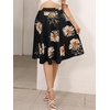 Sureple Skirts for Women Knee Length for Work Fall Elastic High Waist A-Line Flare Skirt Ruffle Hem with Pockets(B-navy Dot)