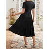 Sureple Spring Round Neck T Shirt Dress for Women Short Sleeve Midi Length,Swing Tiered Bobydoll Dresses with Pockets(A-black)