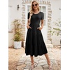 Sureple Spring Round Neck T Shirt Dress for Women Short Sleeve Midi Length,Swing Tiered Bobydoll Dresses with Pockets(A-black)