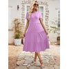 Sureple Spring Round Neck T Shirt Dress for Women Short Sleeve Midi Length,Swing Tiered Bobydoll Dresses with Pockets(A-lavender)