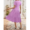 Sureple Spring Round Neck T Shirt Dress for Women Short Sleeve Midi Length,Swing Tiered Bobydoll Dresses with Pockets(A-lavender)