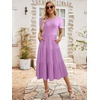 Sureple Spring Round Neck T Shirt Dress for Women Short Sleeve Midi Length,Swing Tiered Bobydoll Dresses with Pockets(A-lavender)