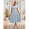 Sureple Spring Round Neck T Shirt Dress for Women Short Sleeve Midi Length,Swing Tiered Bobydoll Dresses with Pockets(B-blue White F 02)