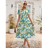 Sureple Spring Round Neck T Shirt Dress for Women Short Sleeve Midi Length,Swing Tiered Bobydoll Dresses with Pockets(B-blue White F)