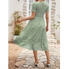 Sureple Spring Round Neck T Shirt Dress for Women Short Sleeve Midi Length,Swing Tiered Bobydoll Dresses with Pockets(B-light Gre Flo)