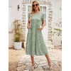 Sureple Spring Round Neck T Shirt Dress for Women Short Sleeve Midi Length,Swing Tiered Bobydoll Dresses with Pockets(B-light Gre Flo)