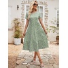 Sureple Spring Round Neck T Shirt Dress for Women Short Sleeve Midi Length,Swing Tiered Bobydoll Dresses with Pockets(B-light Gre Flo)
