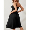 Sureple Summer Dresses for Women 2025 Casual Sweetheart-Neck Empire Waist Swing Aline Spaghetti Strap Dress with Pockets(A-black)