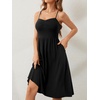 Sureple Summer Dresses for Women 2025 Casual Sweetheart-Neck Empire Waist Swing Aline Spaghetti Strap Dress with Pockets(A-black)