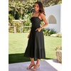 Sureple Sundresses for Women Maxi Tied Neck Spaghetti Straps Pleated Ruffles Casual Summer Midi Dress with Pockets(A-black)