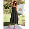 Sureple Sundresses for Women Maxi Tied Neck Spaghetti Straps Pleated Ruffles Casual Summer Midi Dress with Pockets(A-black)