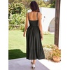 Sureple Sundresses for Women Maxi Tied Neck Spaghetti Straps Pleated Ruffles Casual Summer Midi Dress with Pockets(A-black)