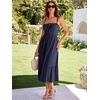 Sureple Sundresses for Women Maxi Tied Neck Spaghetti Straps Pleated Ruffles Casual Summer Midi Dress with Pockets(A-navy)