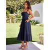 Sureple Sundresses for Women Maxi Tied Neck Spaghetti Straps Pleated Ruffles Casual Summer Midi Dress with Pockets(A-navy)