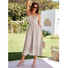 Sureple Sundresses for Women Maxi Tied Neck Spaghetti Straps Pleated Ruffles Casual Summer Midi Dress with Pockets(B-pink B Floral 03)