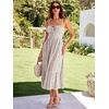 Sureple Sundresses for Women Maxi Tied Neck Spaghetti Straps Pleated Ruffles Casual Summer Midi Dress with Pockets(B-pink B Floral 03)