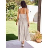 Sureple Sundresses for Women Maxi Tied Neck Spaghetti Straps Pleated Ruffles Casual Summer Midi Dress with Pockets(B-pink B Floral 03)