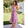 Sureple Sundresses for Women Maxi Tied Neck Spaghetti Straps Pleated Ruffles Casual Summer Midi Dress with Pockets(B-purple Red F 01)