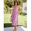Sureple Sundresses for Women Maxi Tied Neck Spaghetti Straps Pleated Ruffles Casual Summer Midi Dress with Pockets(B-purple Red F 01)