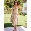 Sureple Sundresses for Women Maxi Tied Neck Spaghetti Straps Pleated Ruffles Casual Summer Midi Dress with Pockets(B-yellow Floral 06)