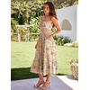 Sureple Sundresses for Women Maxi Tied Neck Spaghetti Straps Pleated Ruffles Casual Summer Midi Dress with Pockets(B-yellow Floral 06)